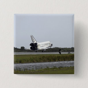 Space Shuttle Discovery touches down 3 15 Cm Square Badge