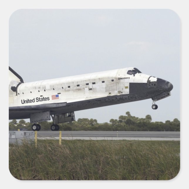 Space Shuttle Discovery touches down Square Sticker (Front)