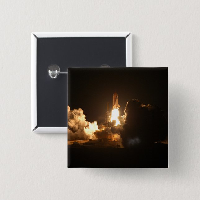 Space Shuttle Earth Orbital Spacecraft Night Canva 15 Cm Square Badge (Front & Back)
