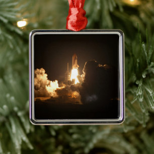Space Shuttle Earth Orbital Spacecraft Night Canva Metal Tree Decoration