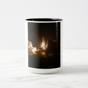Space Shuttle Earth Orbital Spacecraft Night Canva Two-Tone Coffee Mug