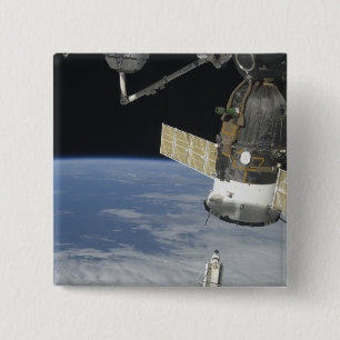 Space shuttle Endeavour, a Soyuz spacecraft 15 Cm Square Badge