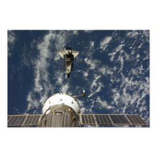 Space Shuttle Endeavour and a Soyuz spacecraft Photo Print