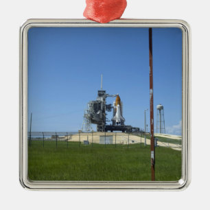 Space shuttle Endeavour is framed by a windsock Metal Tree Decoration