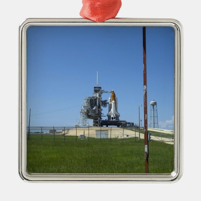 Space shuttle Endeavour is framed by a windsock Metal Tree Decoration (Front)