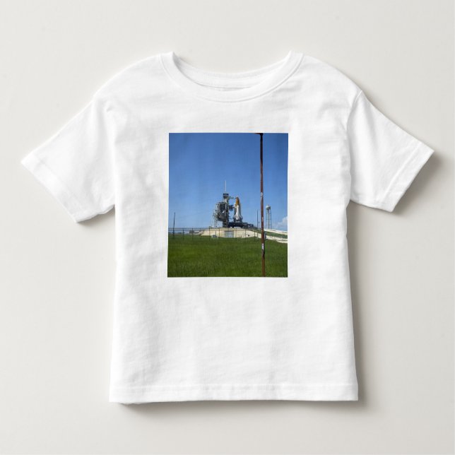 Space shuttle Endeavour is framed by a windsock Toddler T-Shirt (Front)
