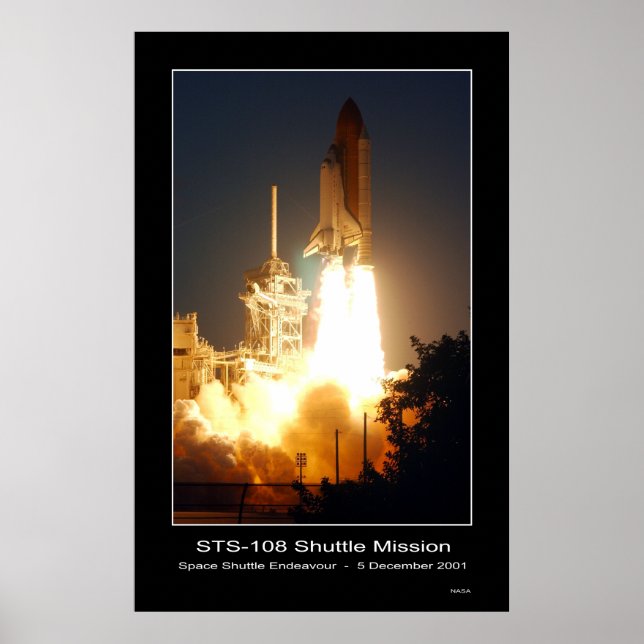 Space Shuttle Endeavour Lift-off STS-108 Poster (Front)