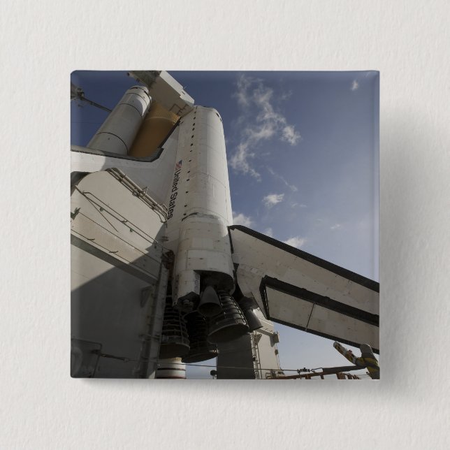 Space Shuttle Endeavour on the launch pad 6 15 Cm Square Badge (Front)