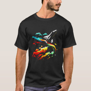 Space Shuttle Flying Through Colored Clouds In The T-Shirt