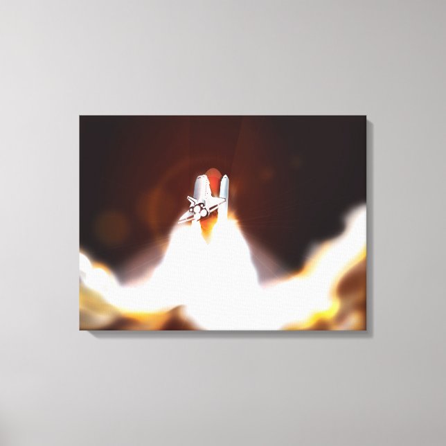 Space Shuttle Launch Illustration Canvas Print (Front)