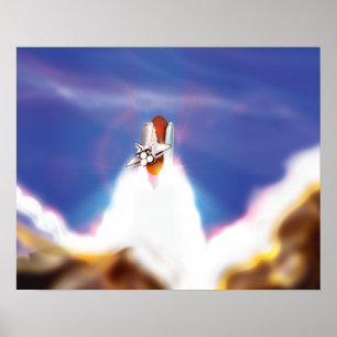 Space Shuttle Launch Illustration Poster