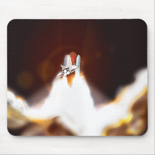 Space Shuttle Night Launch Illustration Mouse Pad