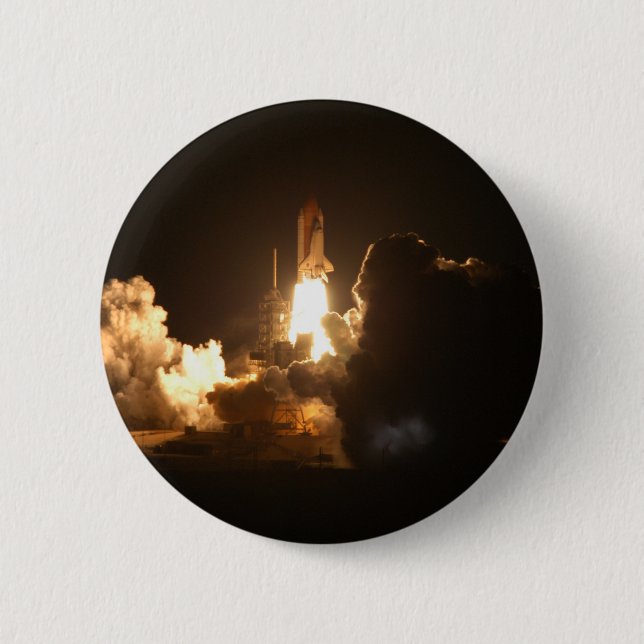 Space Shuttle Night Launch Poster 6 Cm Round Badge (Front)
