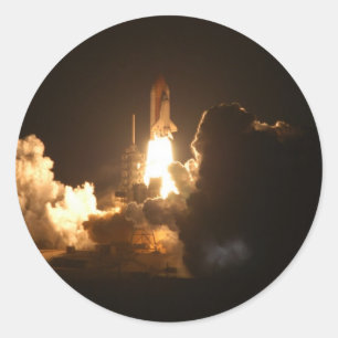 Space Shuttle Night Launch Poster Classic Round Sticker
