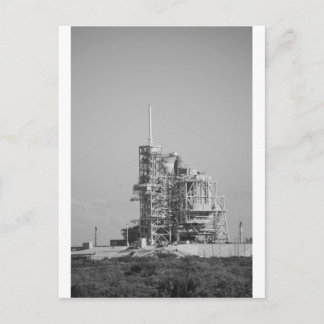 Space Shuttle on Launch Pad in Black and White Postcard