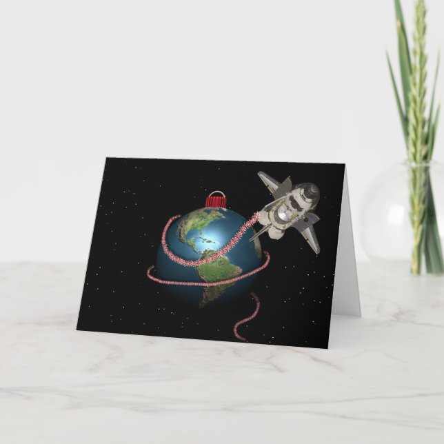 Space Shuttle STS Santa Christmas Holiday Card (Front)