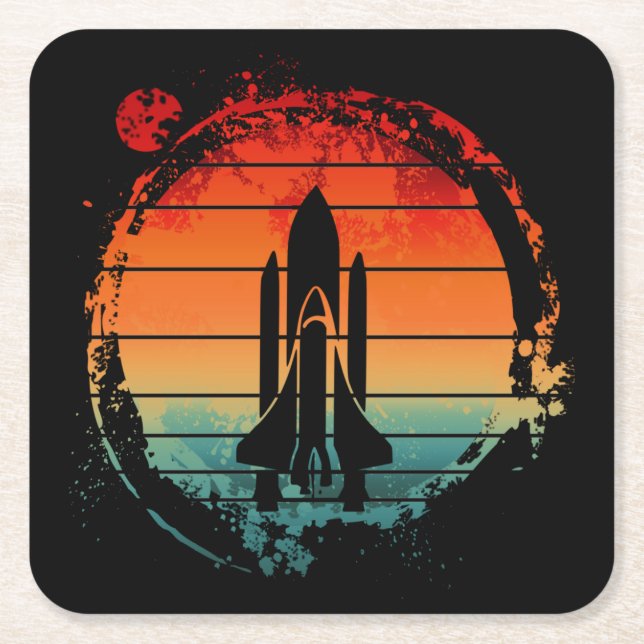 SPACE SHUTTLE VINTAGE SQUARE PAPER COASTER (Front)