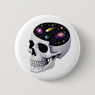 Space Skull 6 Cm Round Badge