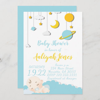 Space Sleeping Baby Invitation