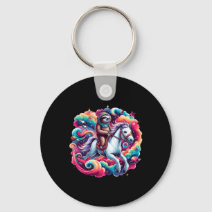 Space Sloth Horse Funny Horseback Riding Women Tee Key Ring