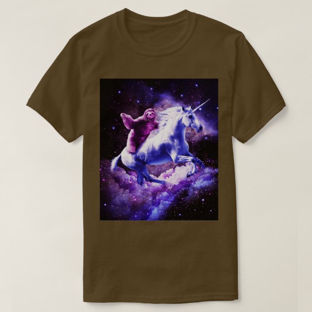 Space Sloth Riding On Unicorn  T-Shirt (Design Front)