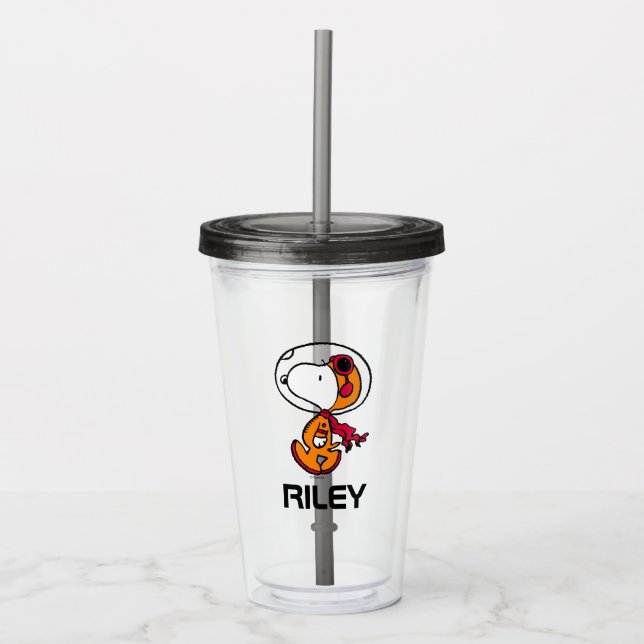SPACE | Snoopy Astronaut | Add Your Name Acrylic Tumbler (Front)