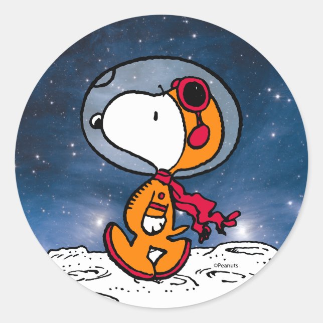 SPACE | Snoopy Astronaut Classic Round Sticker (Front)