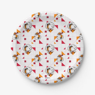 SPACE   Snoopy Space Suit White Pattern Paper Plate