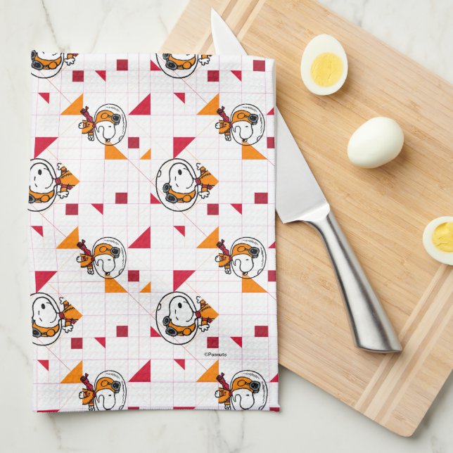 SPACE | Snoopy Space Suit White Pattern Tea Towel (Quarter Fold)