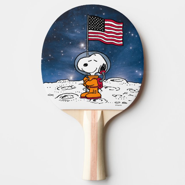 SPACE | Snoopy With Flag Astronaut Ping Pong Paddle (Front)
