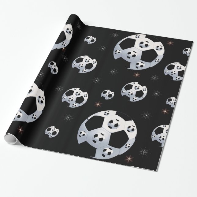 Space Soccer Wrapping Paper (Unrolled)