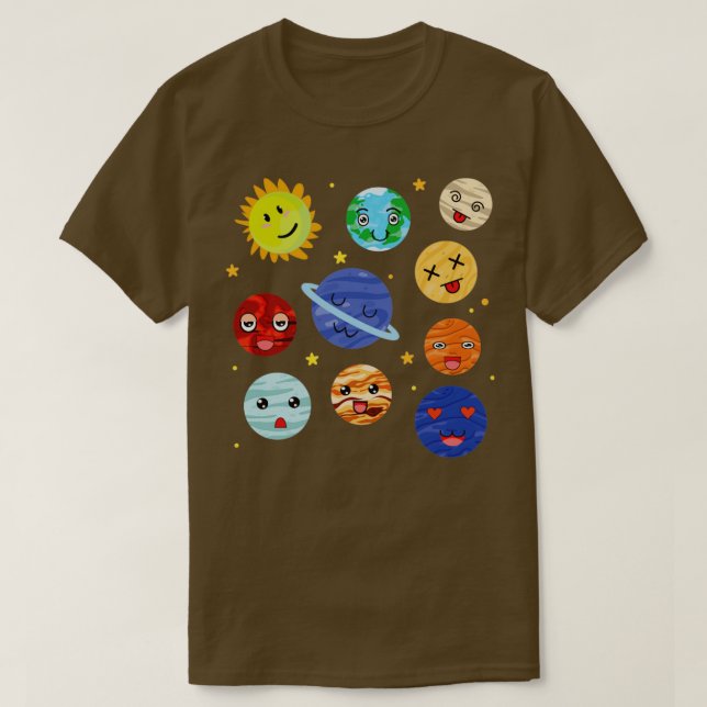 Space Solar System Cute Planets Astronomy T-Shirt (Design Front)