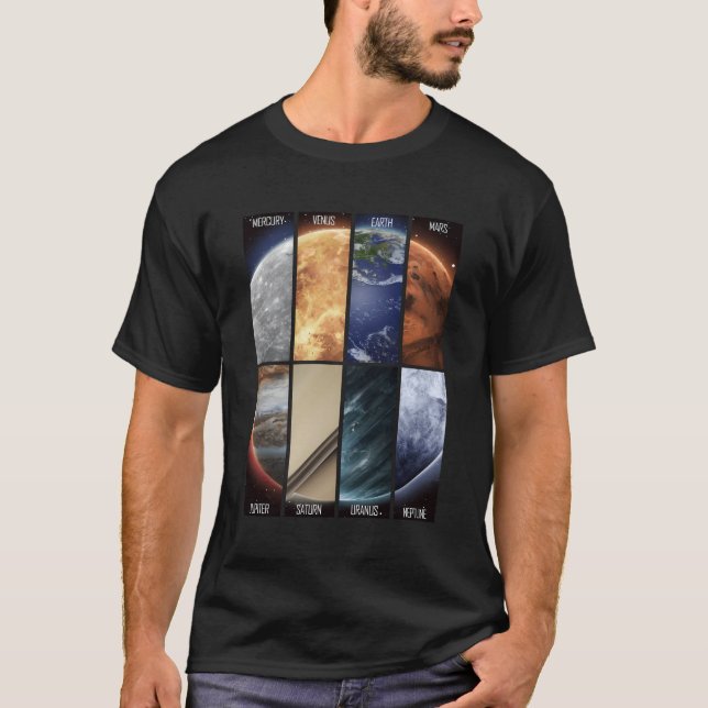 Space Solar System Planet Panels T-Shirt (Front)