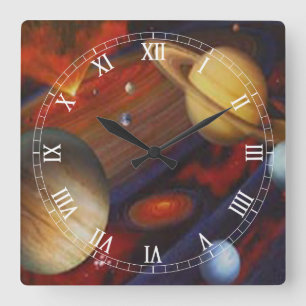 Space Square Roman Numerals Clock