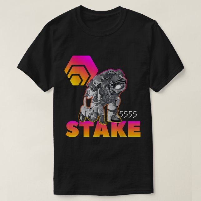 Space Staker | Futuristic Crypto Astronaut T-Shirt (Design Front)