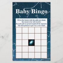 Space Star Constellations Baby Shower Bingo
