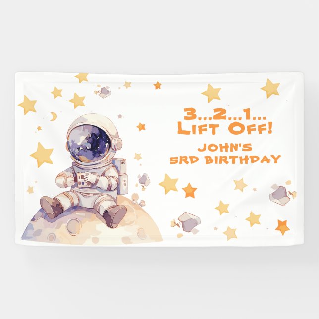 Space Stars & Astronauts Kids birthday Banner (Horizontal)