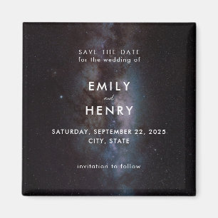 Space Stars Milky Way Galaxy Wedding Save the Date Magnet