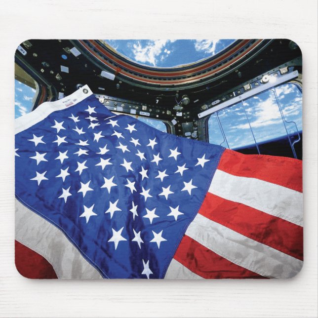 Space Station American Flag Earth Orbit Mouse Pad (Front)