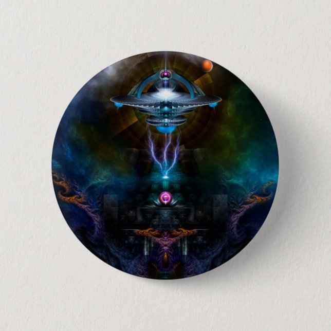 Space Station Ansarious Fractal Art 6 Cm Round Badge (Front)
