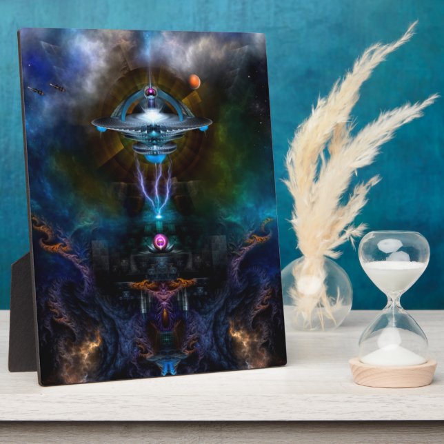 Space Station Ansarious Fractal Art Plaque (Side)