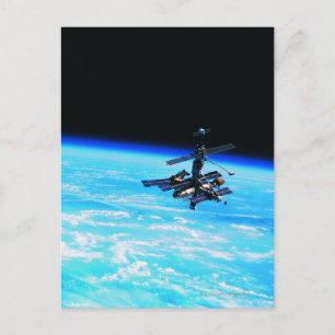 Space Station Orbiting Earth 7 Postcard