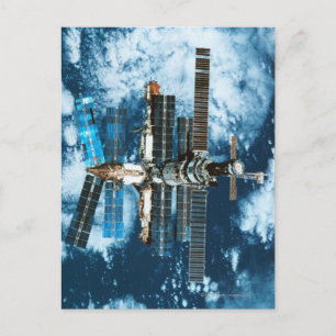 Space Station Orbiting Earth Postcard