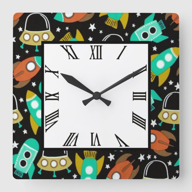 Space Station Square Wall Clock (Front)