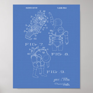 Space Suit 1972 Patent Art - Blueprint Poster