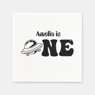 Space Theme 1st Birthday Custom UFO Napkin