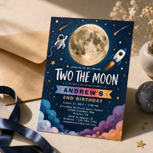 Space Theme 2nd Birthday Party Invitation