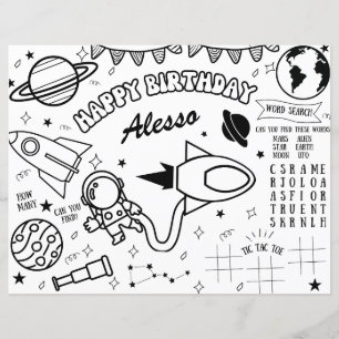 Space Theme Astronaut Colouring Page Birthday Deco