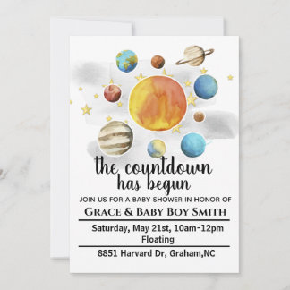 Space Theme Baby Shower Invitations