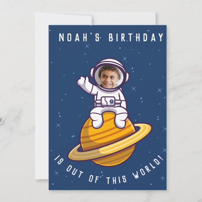 Space Theme Birthday Party Invite - Custom Photo (Front)